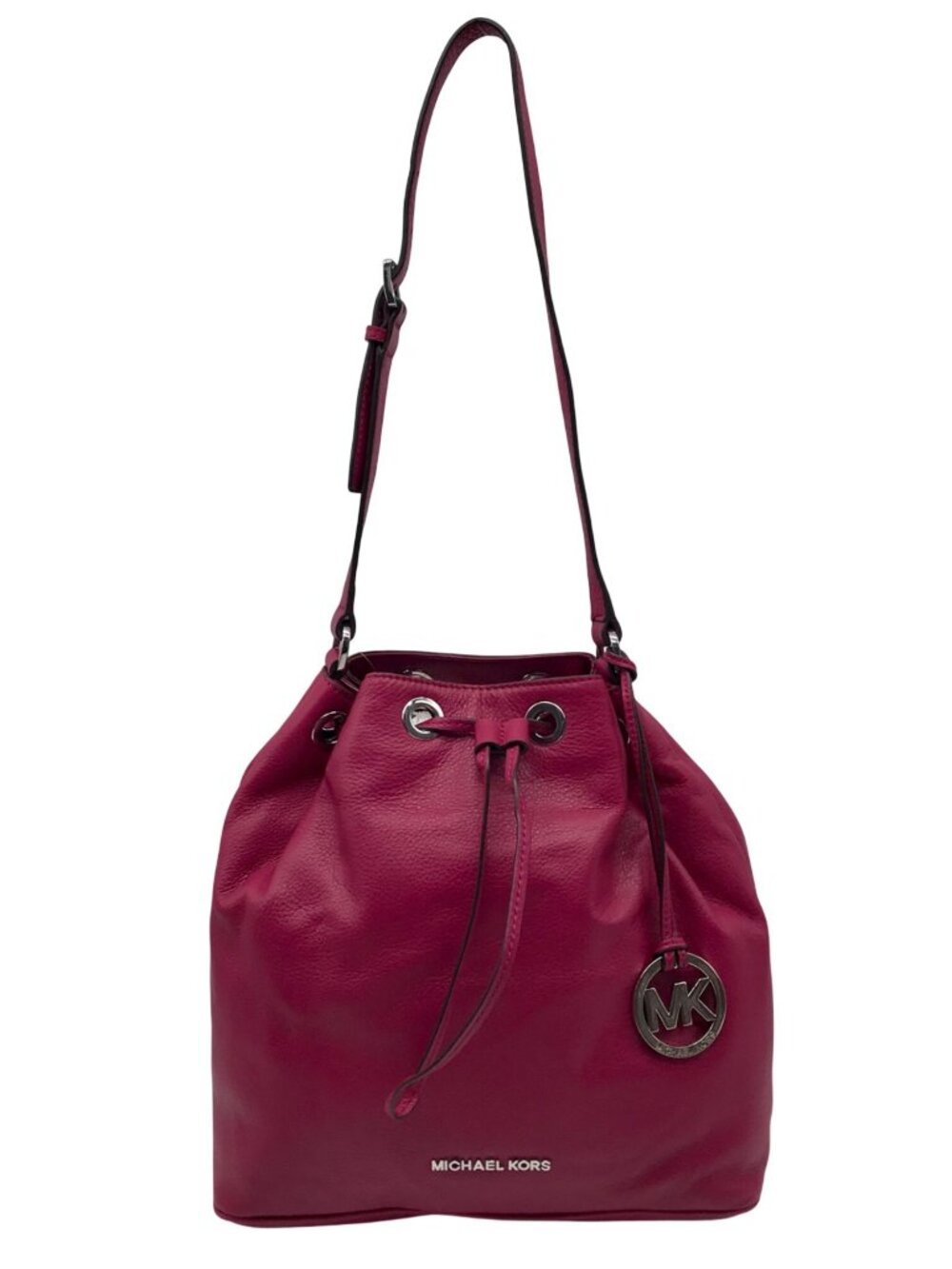 Michael Kors Deep Pink Pebbled Leather Jules Bucket Bag